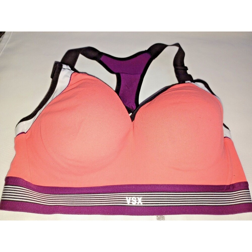 Victoria’s Secret VSX Sport Knockout Bra 32D Push up Gym Pink Sexy Racerback